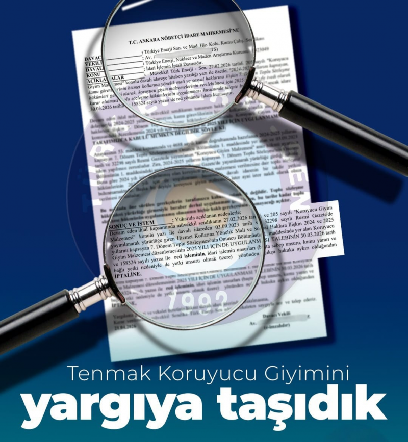 TENMAK KORUYUCU GİYİMİNİ YARGIYA TAŞIDIK