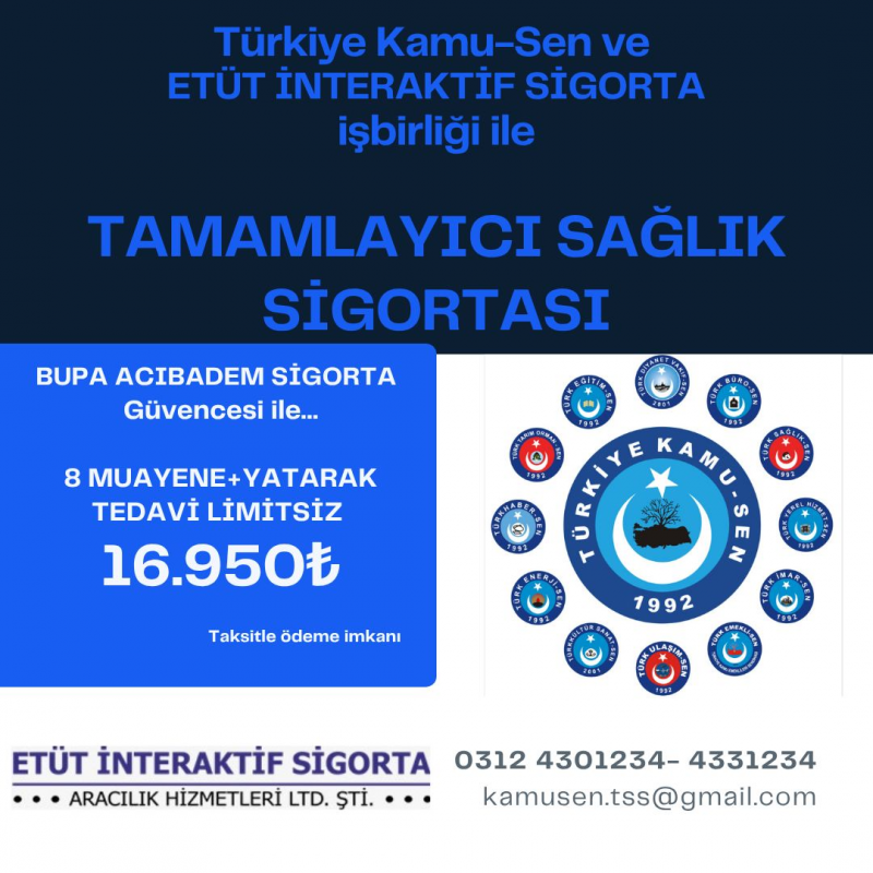 ÜYELERİMİZE ÖZEL TAMAMLAYICI SAĞLIK SİGORTASI ANLAŞMASI GÜNCELLENDİ